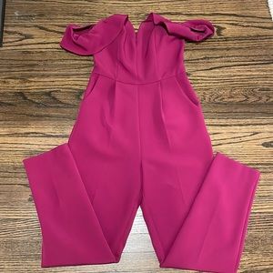 Express mauve jumpsuit, ruffle cap sleeve